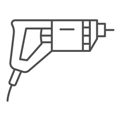 Poster - Electric drill thin line icon, construction tools concept, electric drill machine vector sign on white background, outline style icon for mobile concept and web design. Vector graphics.
