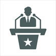 Speaker, spokesperson icon. Gray vector graphics.