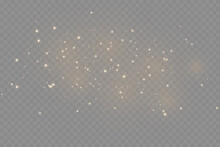 The Dust Sparks And Golden Stars Shine With Special Light. Vector Sparkles On A Transparent Background. . Vector Illustration