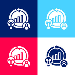 Wall Mural - Agile blue and red four color minimal icon set