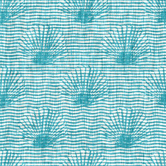 Aegean teal mottled linen nautical texture background. Summer coastal living style home decor. Worn turquoise blue dyed textile seamless pattern.