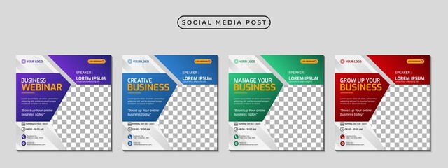 Set of social media stories post template concept design for business webinar, marketing webinar, online class program, etc