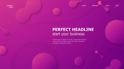 Wall Mural - Modern abstract background in liquid and fluid style. Trend design of the world. 3D intro template for web banner, business presentation. This motion graphic was designed in 4K 30fps.