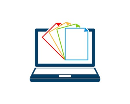 Laptop computer with four paper document inside