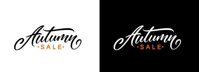 Poster - Autumn sale text. Vector hand lettering for your unique design. Autumn handwritten text design for banner, poster, ad, brochure. Season sale.