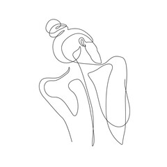 Wall Mural - One Line Modern Nude Woman Drawing. Female Body Line Art Drawing for Wall Art Print, Poster, Banner. Trendy Minimalist Abstract Art with Naked Woman Back. Vector EPS 10