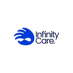 Sticker - hand infinity mobius limitless care donation help logo vector icon illustration