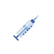 Syringe with injection medicine isolated vector illustration. Vaccination logo. Pixel art icon. Vaccine injection, 8-bit sprite. Design stickers, logo, mobile app.