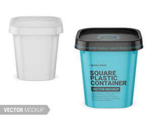 White matte plastic container mockup. Vector illustration.