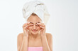 © SHOTPRIME STUDIO - woman with towel on head clean skin health dermatology care