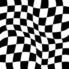 Poster - Slightly curved racing flag. Vector checker twisted ornament.