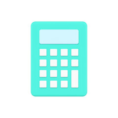 Aufkleber - Compact calculator 3d icon. Digital green gadget with white buttons