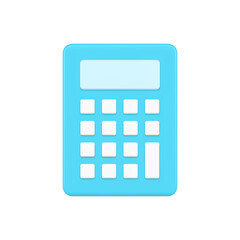 Aufkleber - Blue calculator 3d icon. Education gadget with white buttons