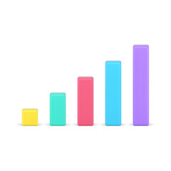 Poster - Chart bars 3d icon. Colored statistic columns for informational presentation