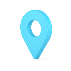 Poster - Web map marker 3d icon. Blue volumetric navigation symbol with target location