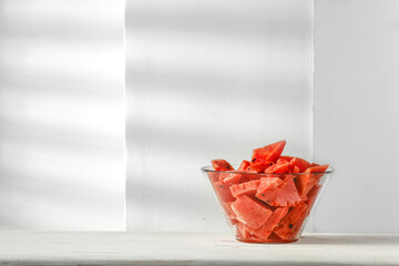 Sticker - Watermelon on white desk and free space for your decoration 