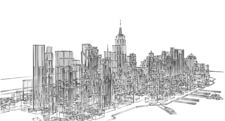 modern city panorama 3d illustration
