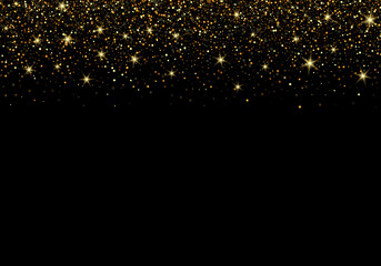 Wall Mural - black background with flaming golden particles.abstract vector festive background with gold glitters