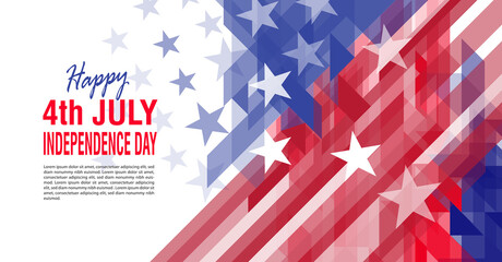 4th of July, American Independence Day. United States national flag abstract geometric vector banner