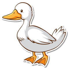 Wall Mural - Sticker design with a white duck isolated