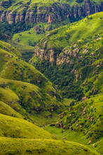 A Detailed Picture Of Valley Cliffs Of Drakensberg Mountains In South Africa.