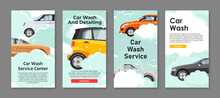 Collection Car Wash Service Vertical Landing Page Stories Vector Internet Advertising User Interface