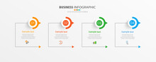 Business Infographic Design Template With 4 Options, Steps Or Processes. Can Be Used For Workflow Layout, Diagram, Annual Report, Web Design