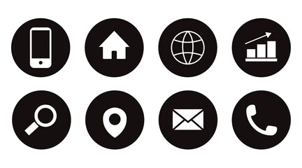 Contact Icon Set. Black and White Illustration of Differente Contect icons