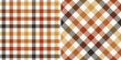 Gingham check pattern for autumn in brown, yellow, soft orange, off white. Seamless textured vichy buffalo check graphic vector for flannel shirt, picnic blanket, other modern fashion textile print.