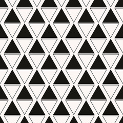 Poster - Black and white checker triangles. Vector seamless mountains wallpaper.