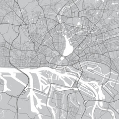 Wall Mural - Urban city map of Hamburg. Vector poster. Black grayscale street map.