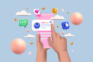 Poster - Modern 3d illustration of Social media chatting