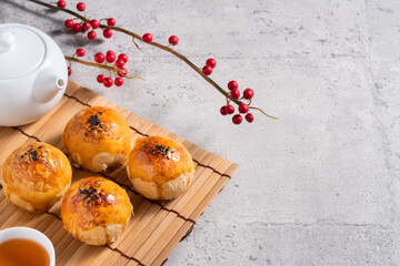 Moon cake yolk pastry for Mid-Autumn Festival holiday.