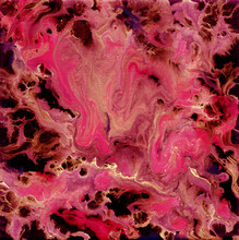 Background Abstraction Texture. Illustration Of Liquid Acrylic Resin. Divorces And Smooth Lines Of Paint, Colors. Pearl Modulations. Epoxy. Stone. Pink, Black Color.