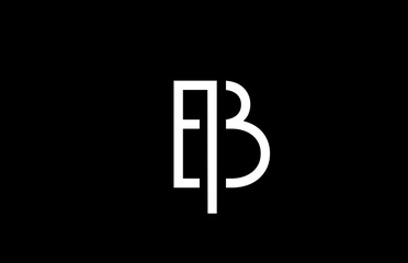 B line alphabet letter logo for business template. Simple creative icon design for lettering and identity in white and black