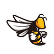 Bee warrior fighter symbol logo with cartoon style line art illustration design vector