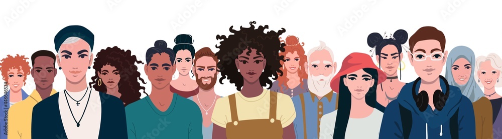Stockvector Portrait of people of different ages, nationalities, races ...