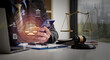 Close-up Of male lawyer working in office,Labor law, Lawyer, Attorney at law, Legal advice business concept on screen.