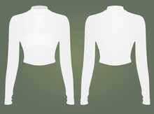 Women White Crop Sweater. Vector Illustration
