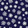 Beautiful small white sketch of snowflakes isolated on dark blue background. Cute monochrome Christmas seamless pattern. Vector simple flat graphic hand drawn illustration. Texture.