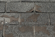 Broken Worn Asphalt Roofing Shingles Fixit Concept