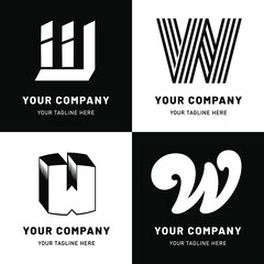 Poster - Black and White Letter W Logo Set