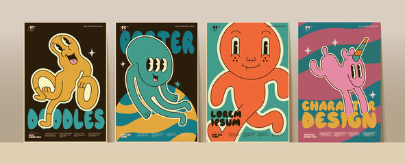 Wall Mural - pop art, comic, typography, vintage design. set of vector illustrations in retro style. funny vintag
