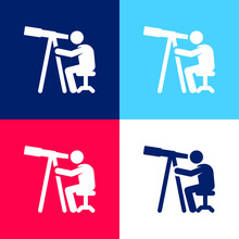Astronomer Blue And Red Four Color Minimal Icon Set