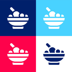 Canvas Print - Bowl blue and red four color minimal icon set