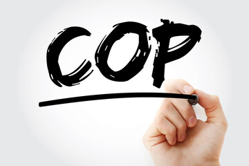 Poster - cop - change order proposal acronym with marker, business concept background.