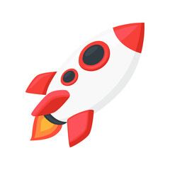 Rocket Sign Emoji Icon Illustration. Spaceship Vector Symbol Emoticon Design Clip Art Sign Comic Style.