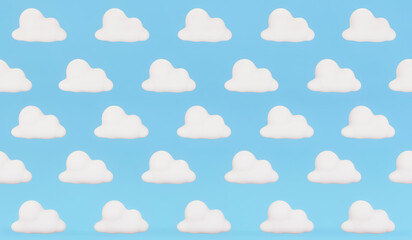 background room kids - clouds blue - illustration - 3d representation. bedtime