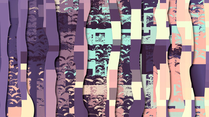 Poster - Abstract paper cut backdrop, vertical striped pattern background. Random colorful mosaic, decor