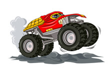 Red Monster Truck Car Illustration Vector